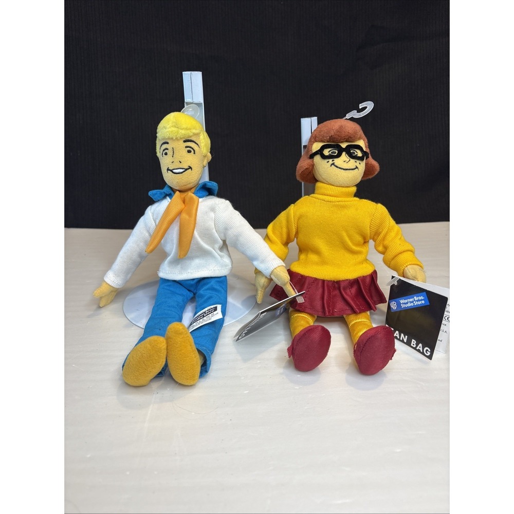 Vintage WB Scooby Doo Bean Bag Plush Doll Set Fred Velma 1999 Warner Bros 8"